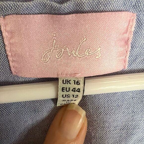 Joules Womens Chambray Shift Size 12 Denim Linen Dress Drawstring Beach Travel - Picture 6 of 8